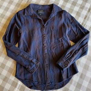 Filson neutral wool flannel plaid button-down shirt M
